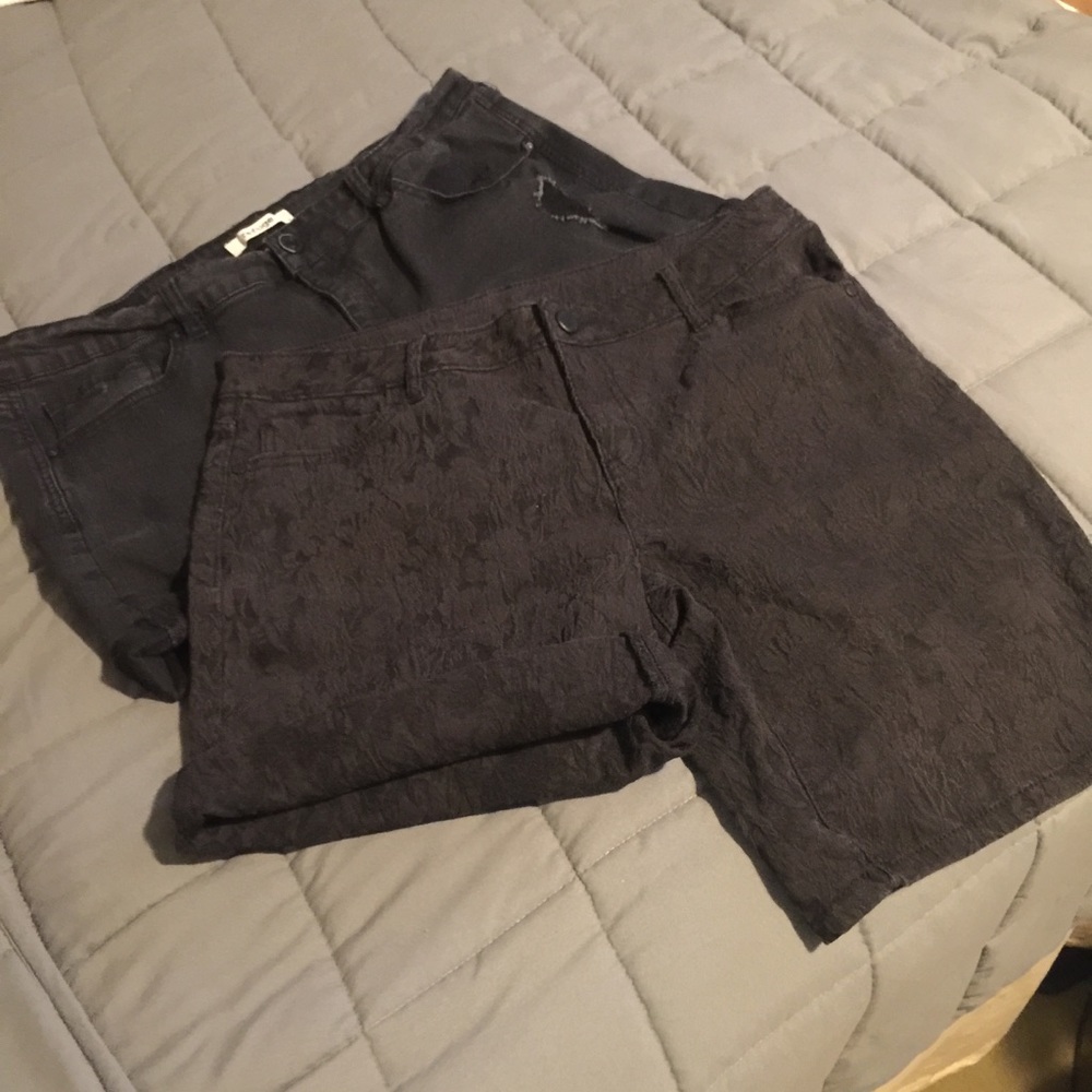 Lot of 2 black jean shorts one lace